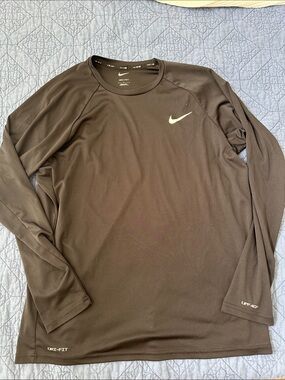 Nike Men’s Long-Sleeve Dri-FIT Shirt — Black with White Swoosh